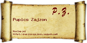 Pupics Zajzon névjegykártya
